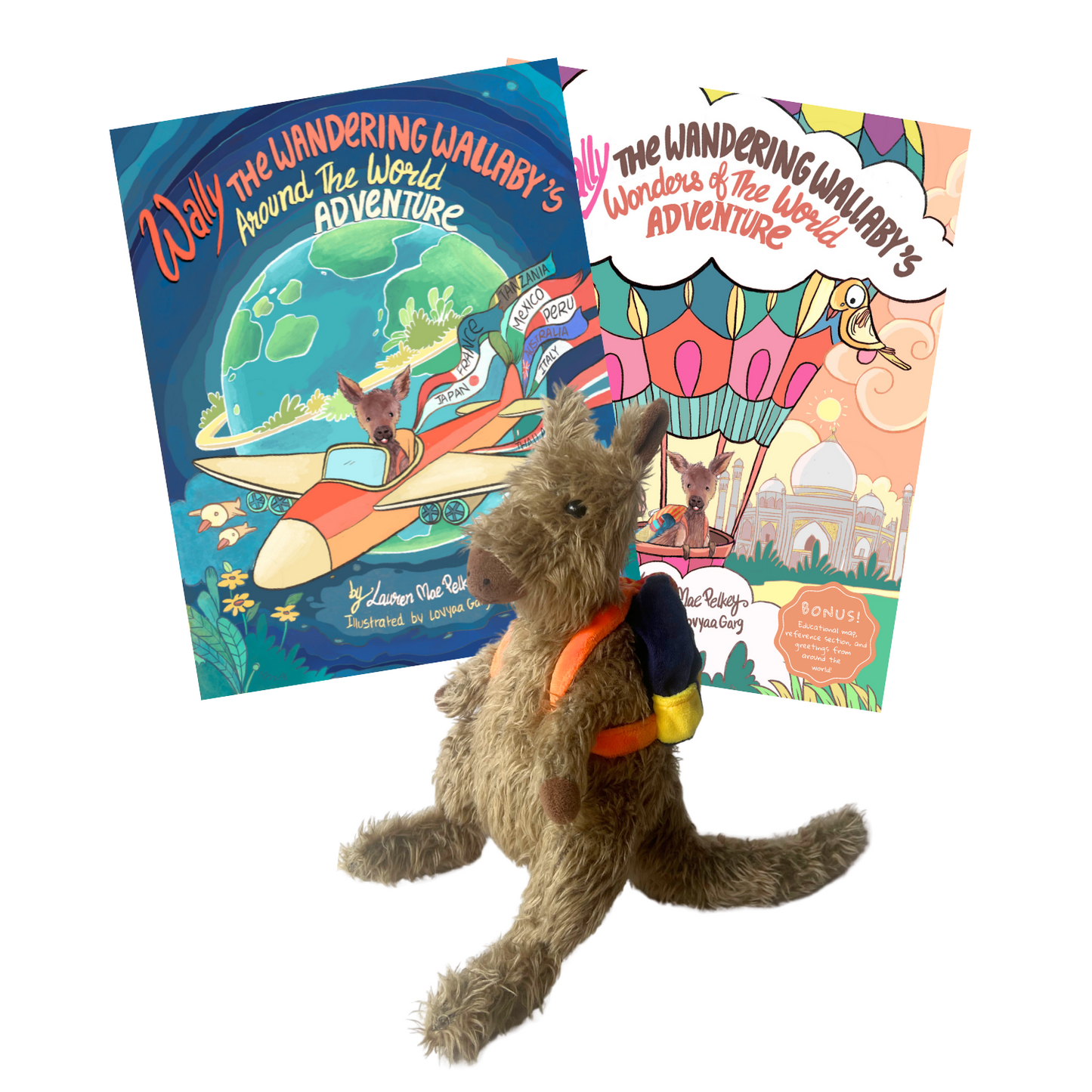 Wally the Wandering Wallaby Books & Plush Stuffed Animal BUNDLE