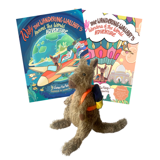 Wally the Wandering Wallaby Books & Plush Stuffed Animal BUNDLE
